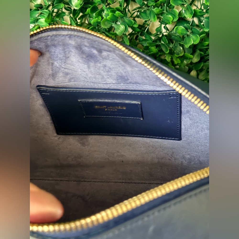 Saint Laurent Navy Leather Bowling Bag Satchel Authentic - Picture 12 of 13